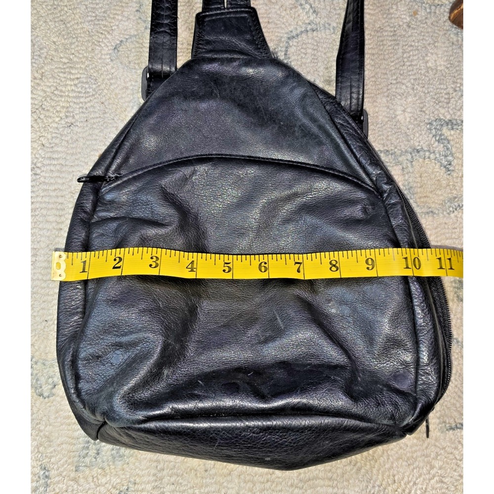 Quality Premium Leather Backpack Side-Zip Closure 3 Compartment Adjustable Strap - Picture 4 of 15